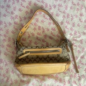 Coach Beige and Brown Shoulder Bag